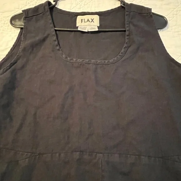 FLAX Women’s 100% Linen Black Maxi Dress Sleeveless Lagenlook Cottagecore Large - Picture 13 of 13
